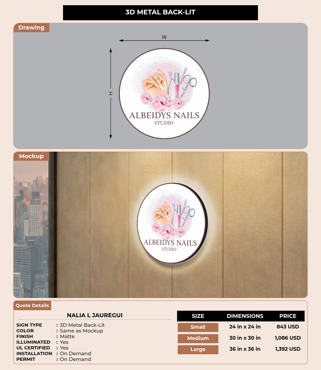 CUSTOM MOCKUP SIGN FOR NALIA L JAUREGUI