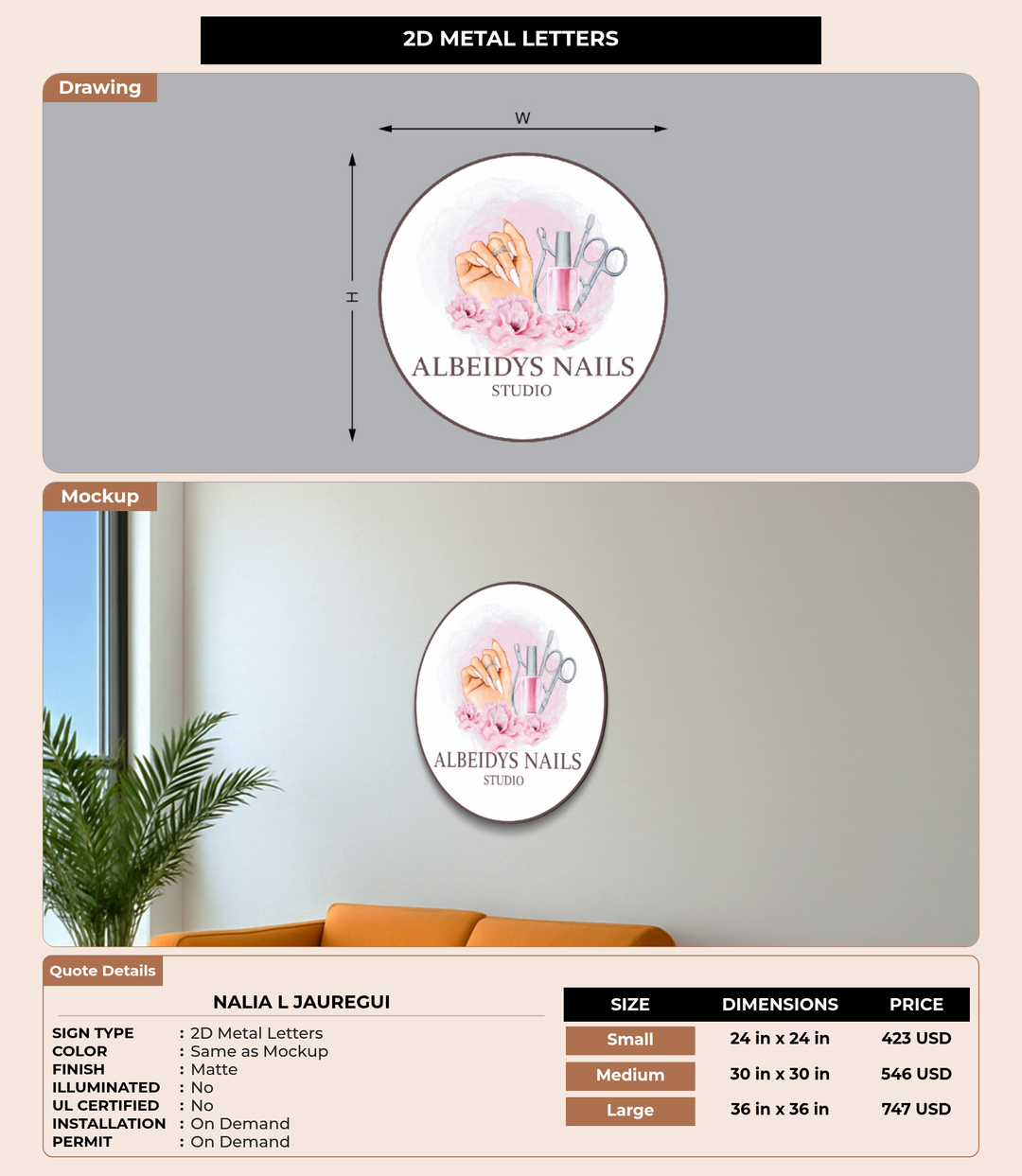 CUSTOM MOCKUP SIGN FOR NALIA L JAUREGUI