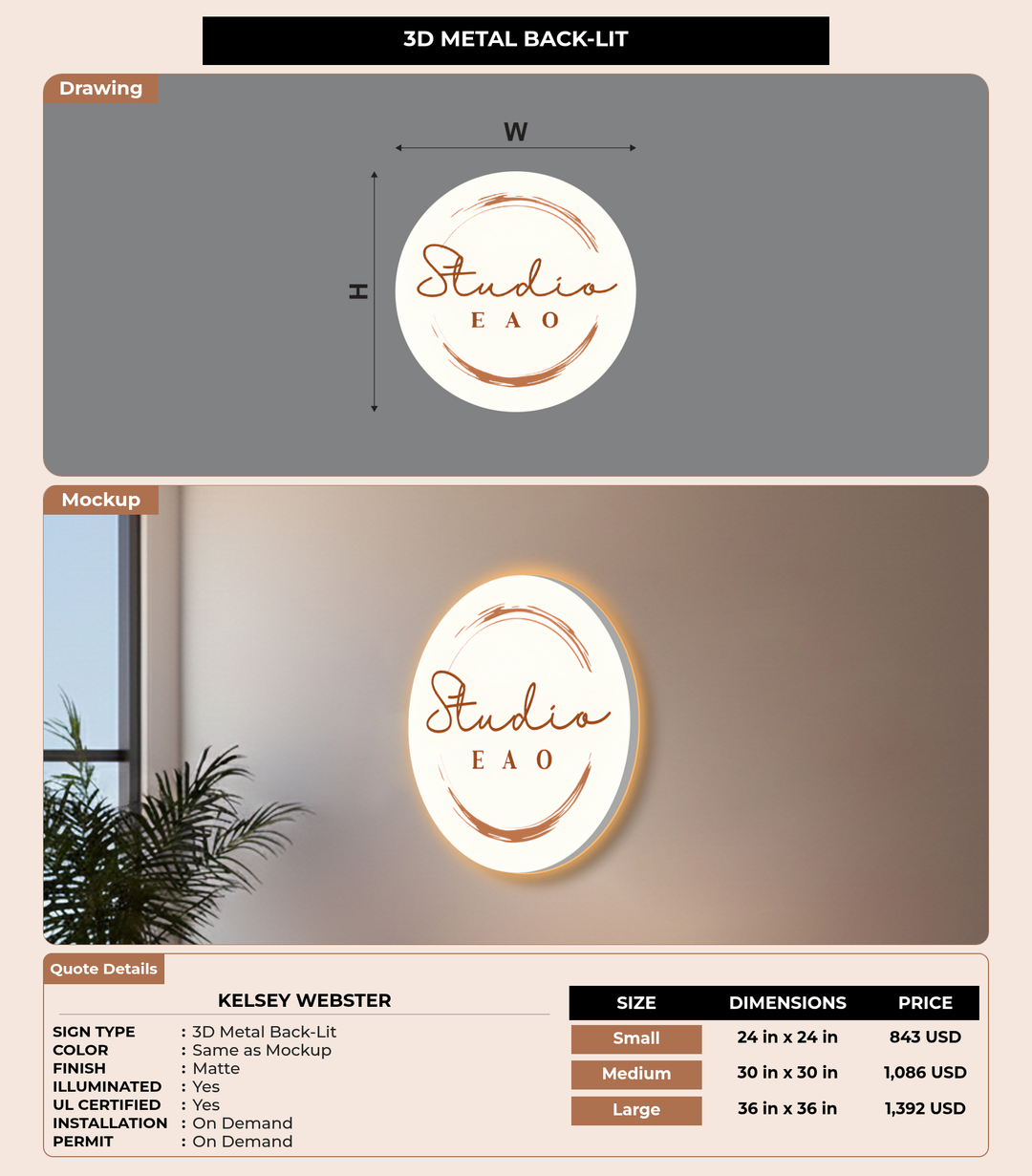 CUSTOM MOCKUP SIGN FOR Kelsey Webster