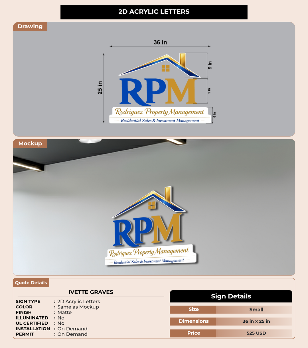 CUSTOM MOCKUP SIGN FOR Ivette Graves