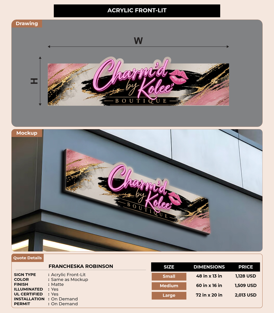 CUSTOM MOCKUP SIGN FOR Francheska Robinson