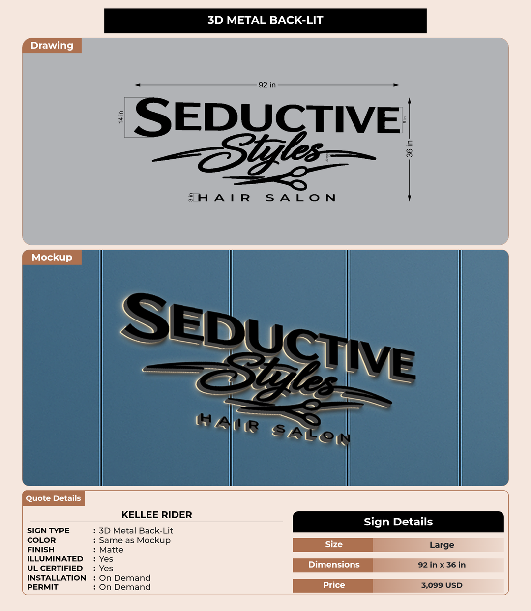 CUSTOM MOCKUP SIGN FOR Kellee Rider