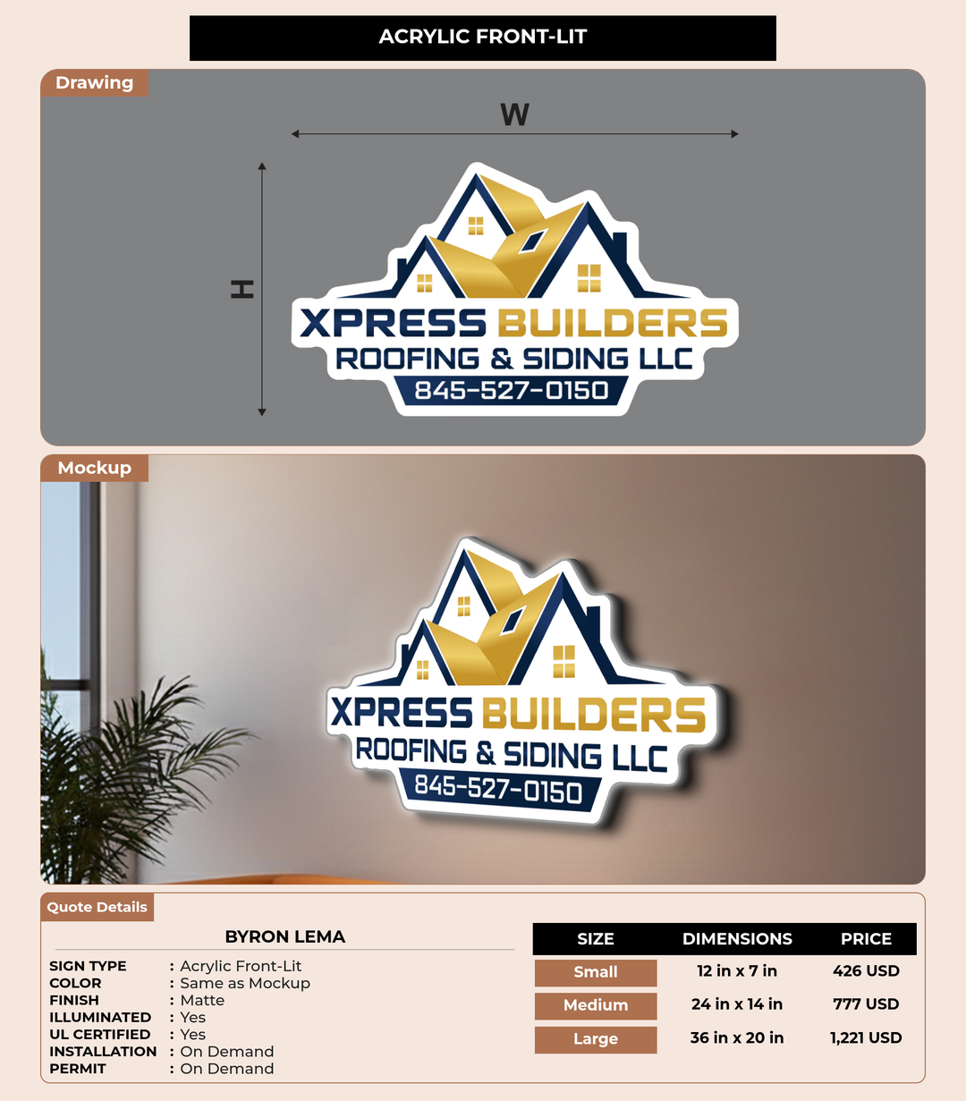 CUSTOM MOCKUP SIGN FOR Byron Lema
