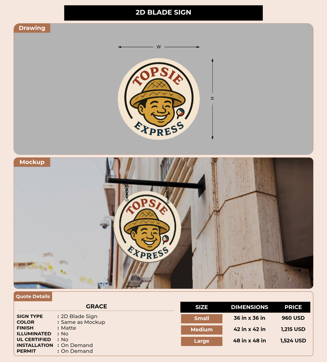 CUSTOM MOCKUP SIGN FOR Grace