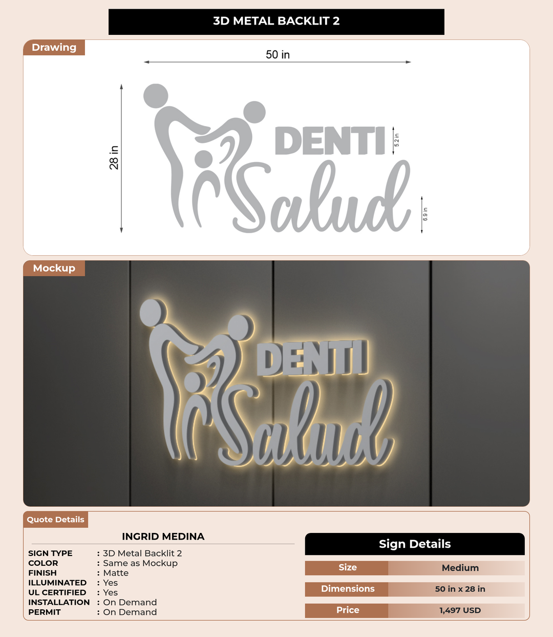 CUSTOM MOCKUP SIGN FOR Ingrid Medina