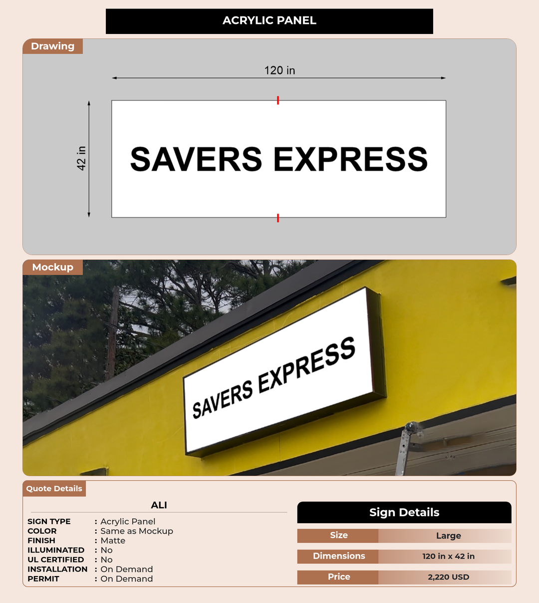 CUSTOM MOCKUP SIGN FOR Ali