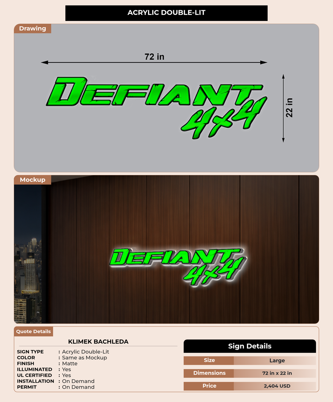 CUSTOM MOCKUP SIGN FOR Klimek Bachleda