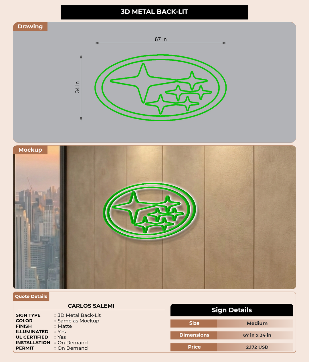 CUSTOM MOCKUP SIGN FOR Carlos Salemi