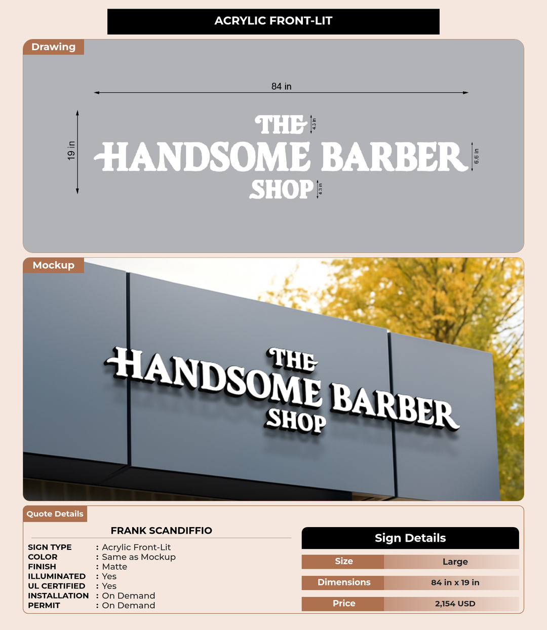 CUSTOM MOCKUP SIGN FOR Frank Scandiffio