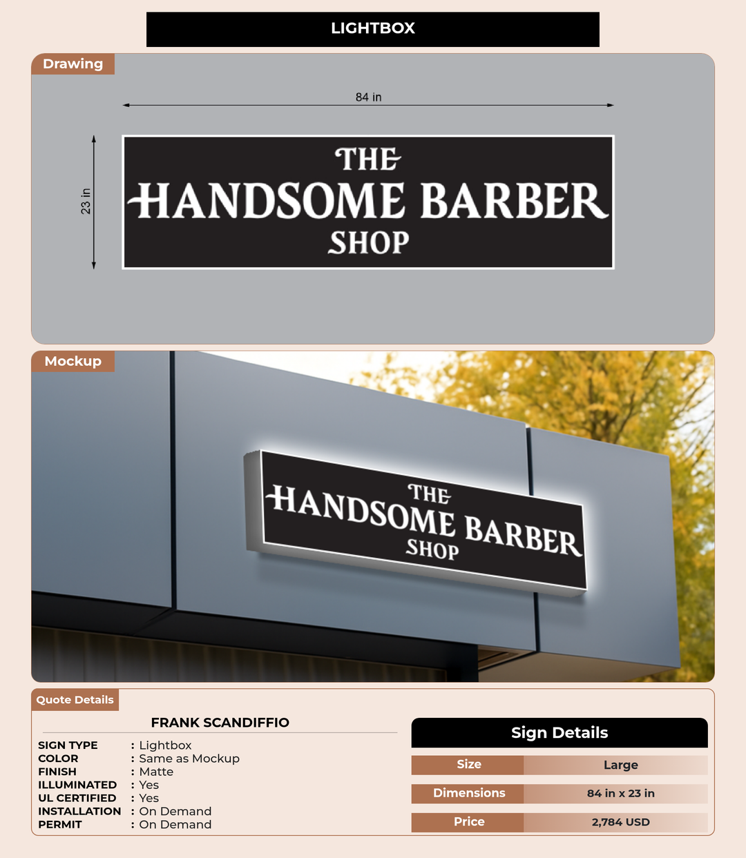 CUSTOM MOCKUP SIGN FOR Frank Scandiffio