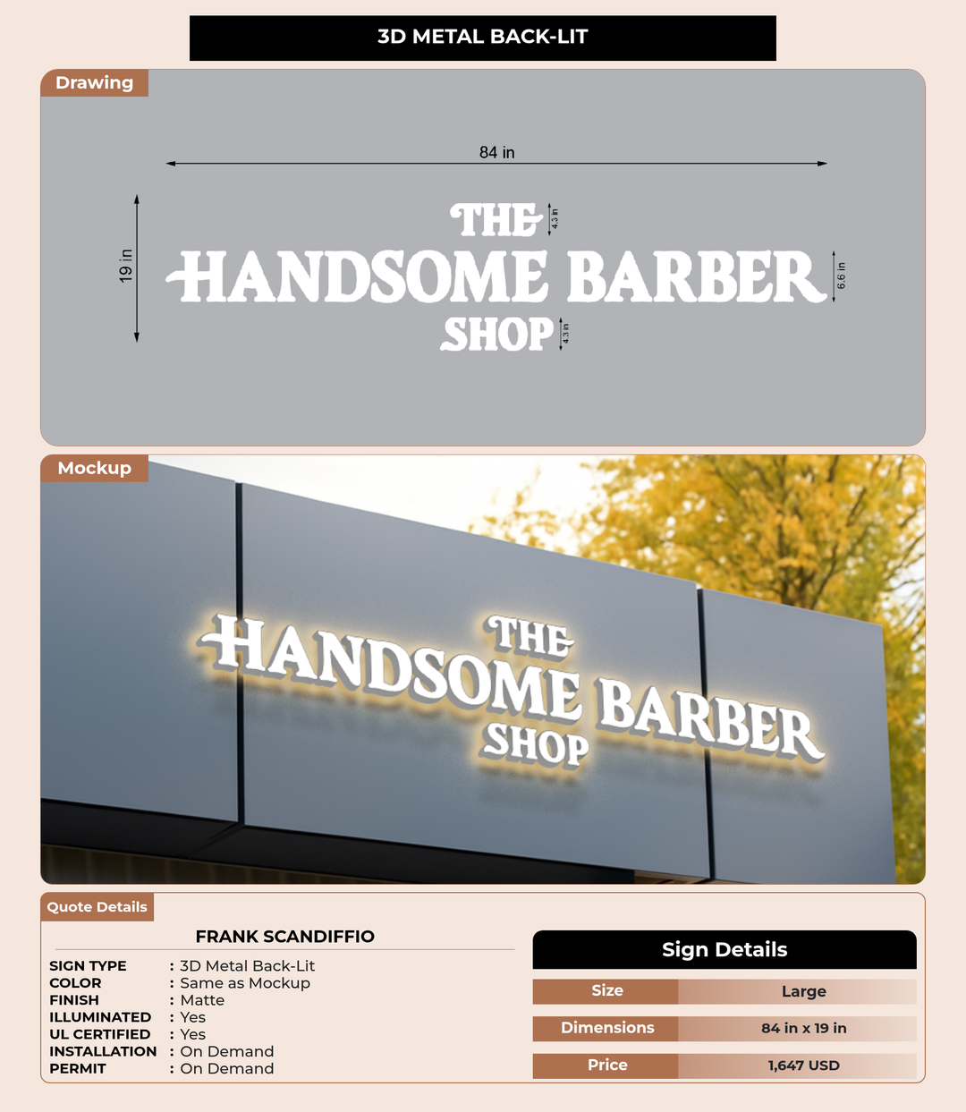 CUSTOM MOCKUP SIGN FOR Frank Scandiffio