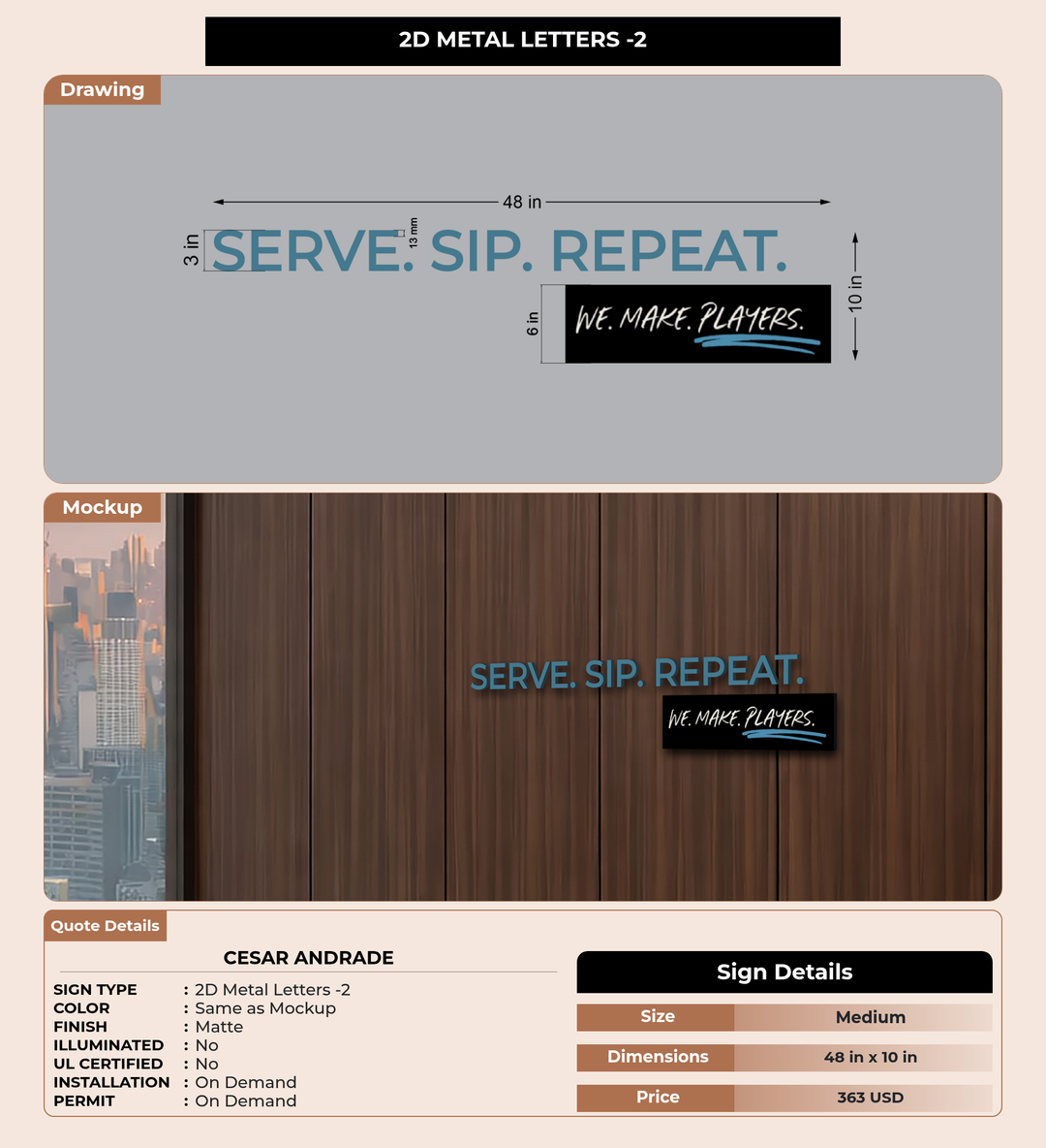 CUSTOM MOCKUP SIGN FOR Cesar Andrade
