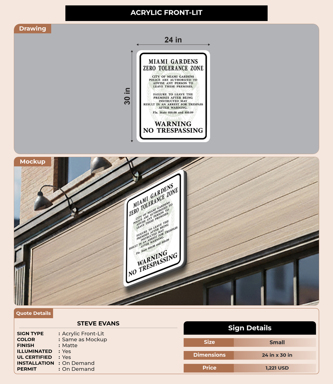 CUSTOM MOCKUP SIGN FOR Steve Evans
