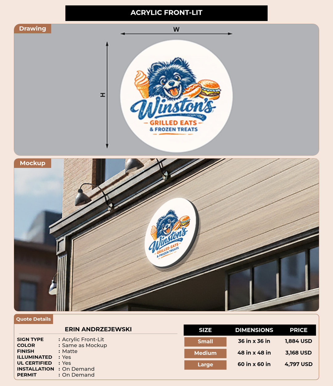 CUSTOM MOCKUP SIGN FOR Erin Andrzejewski