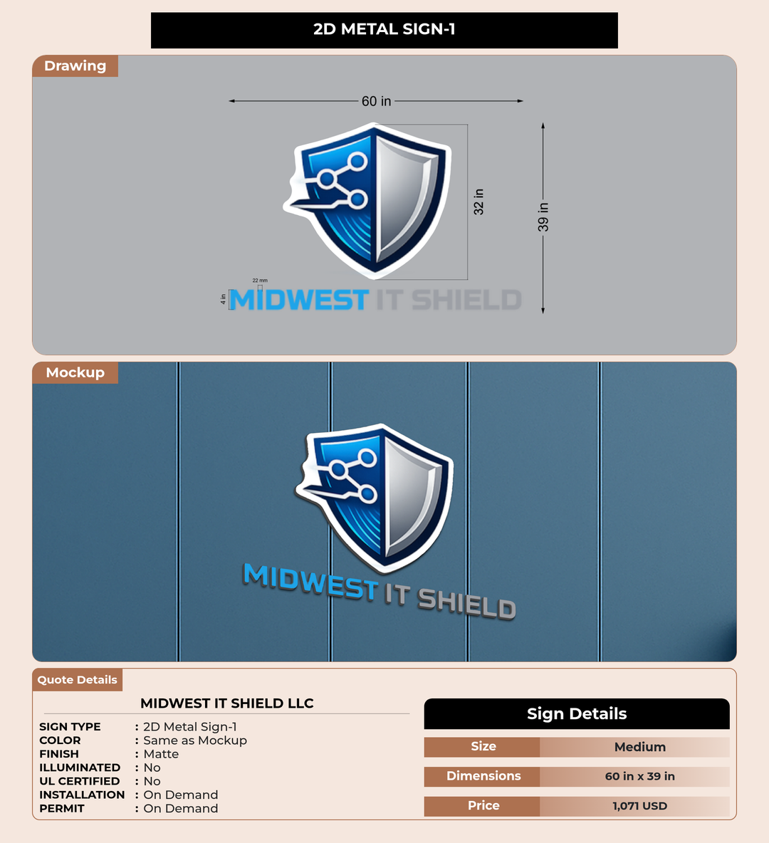 CUSTOM MOCKUP SIGN FOR Midwest IT Shield LLC