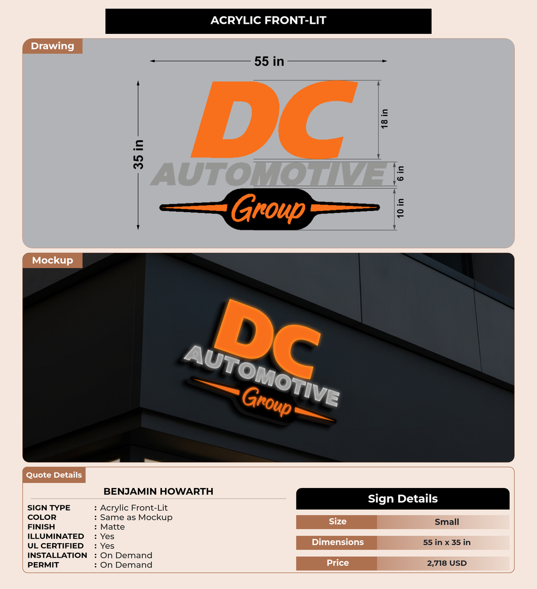 CUSTOM MOCKUP SIGN FOR Benjamin Howarth