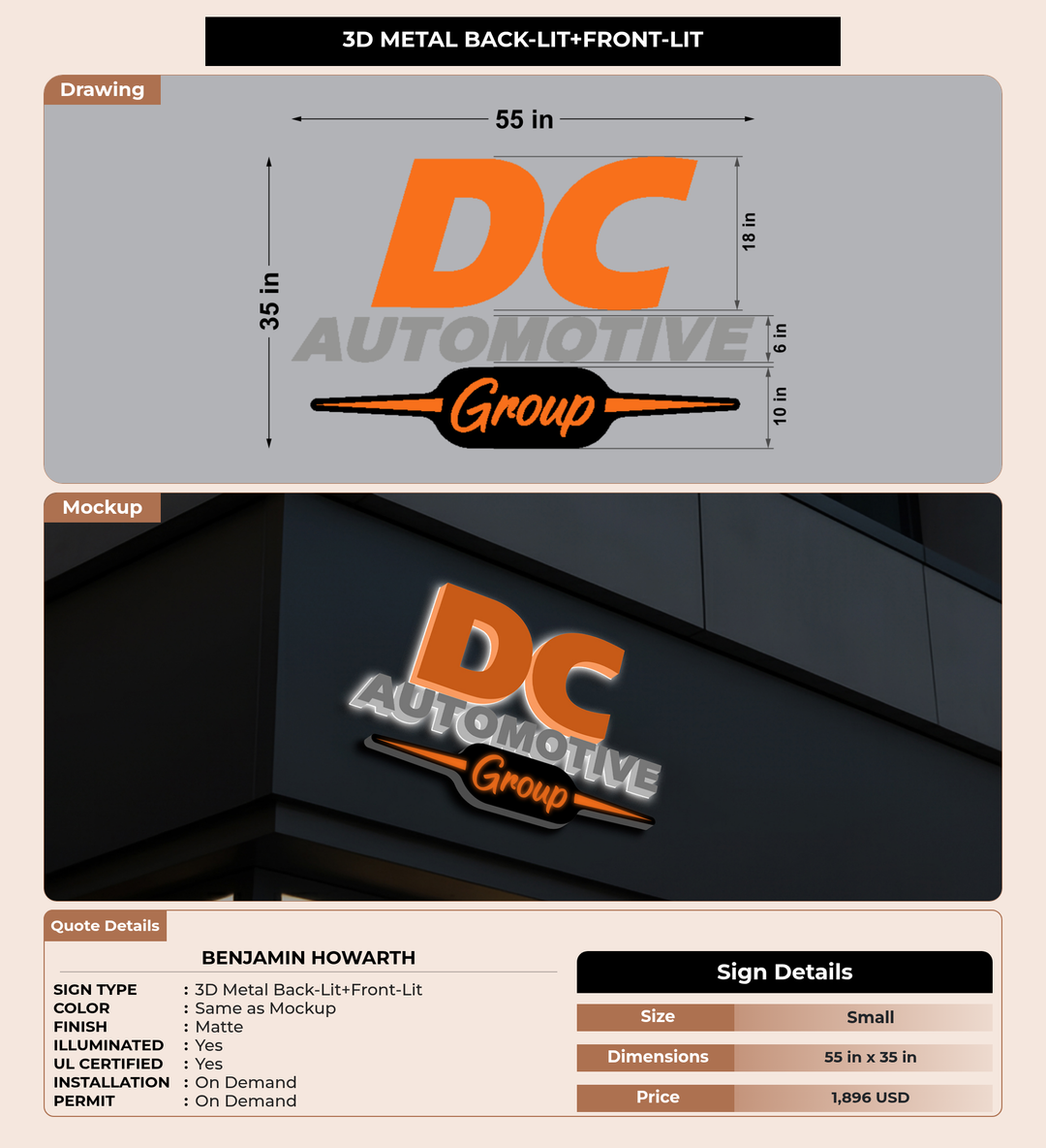 CUSTOM MOCKUP SIGN FOR Benjamin Howarth