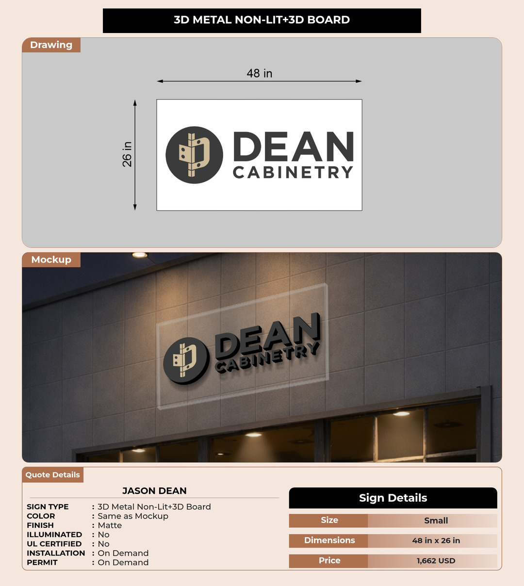 CUSTOM MOCKUP SIGN FOR Jason Dean