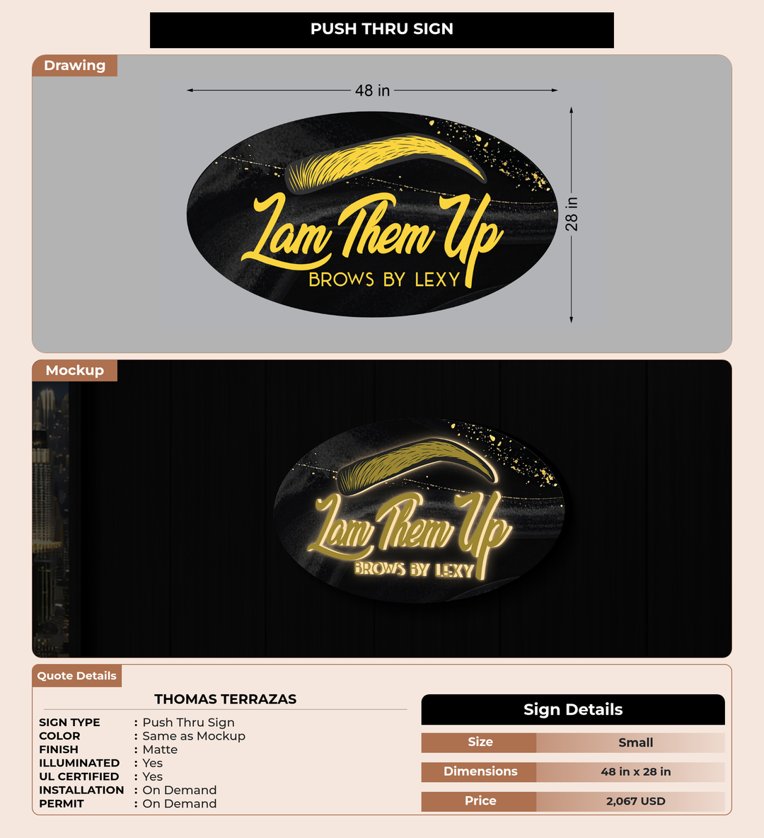 CUSTOM MOCKUP SIGN FOR Thomas Terrazas
