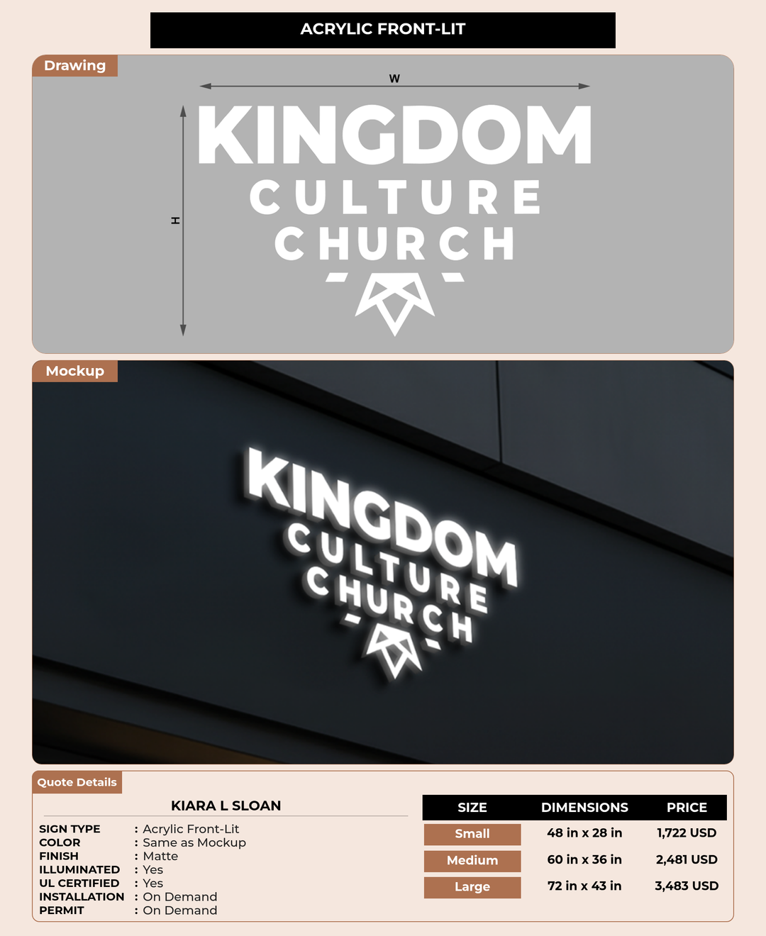 CUSTOM MOCKUP SIGN FOR Kiara L Sloan