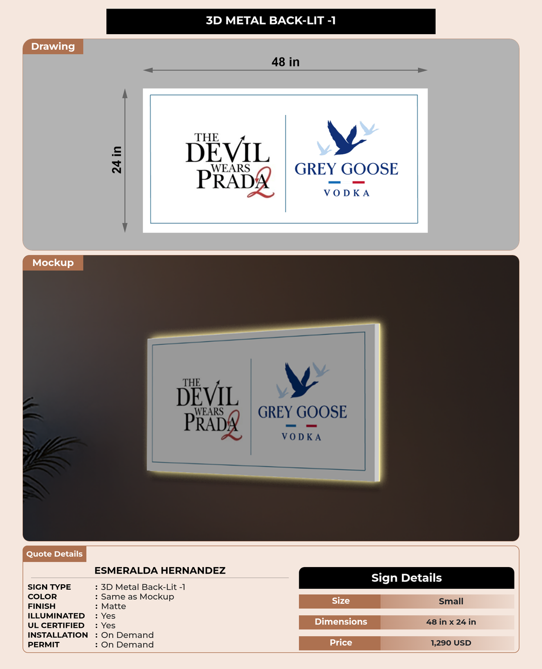 CUSTOM MOCKUP SIGN FOR Esmeralda Hernandez