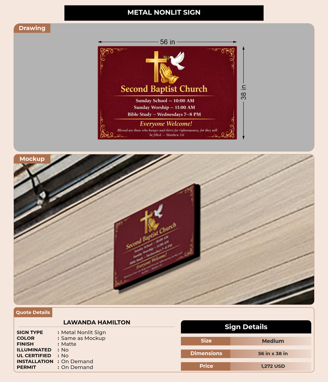 CUSTOM MOCKUP SIGN FOR Lawanda Hamilton