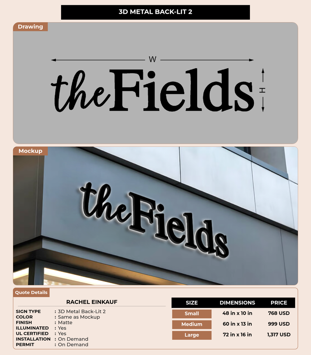 CUSTOM MOCKUP SIGN FOR Rachel Einkauf