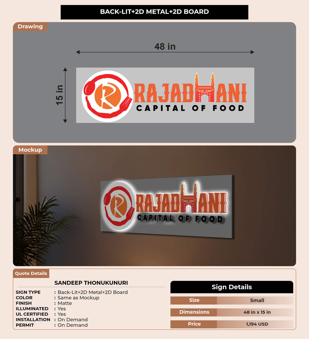CUSTOM MOCKUP SIGN FOR Sandeep Thonukunuri