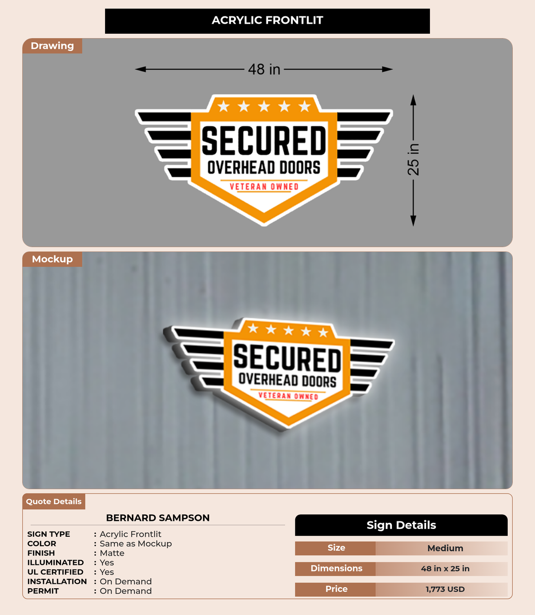 CUSTOM MOCKUP SIGN FOR bernard Sampson