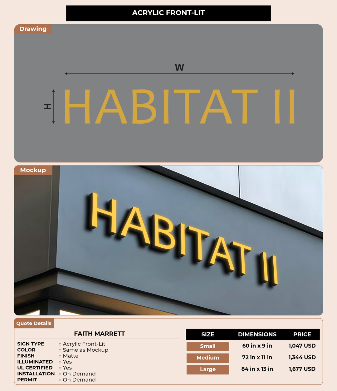 CUSTOM MOCKUP SIGN FOR Faith Marrett