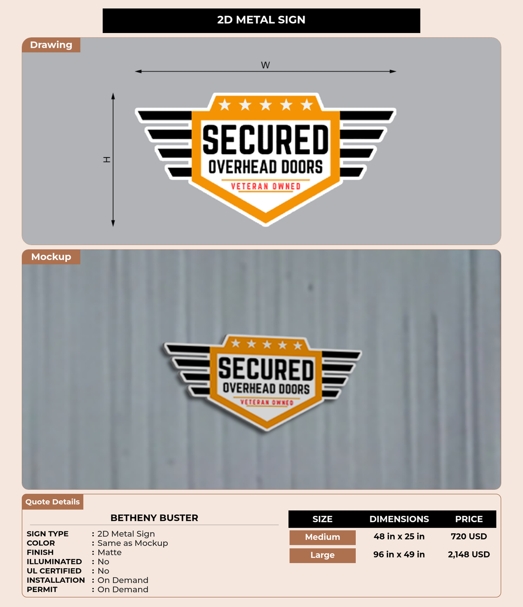 CUSTOM MOCKUP SIGN FOR Betheny Buster
