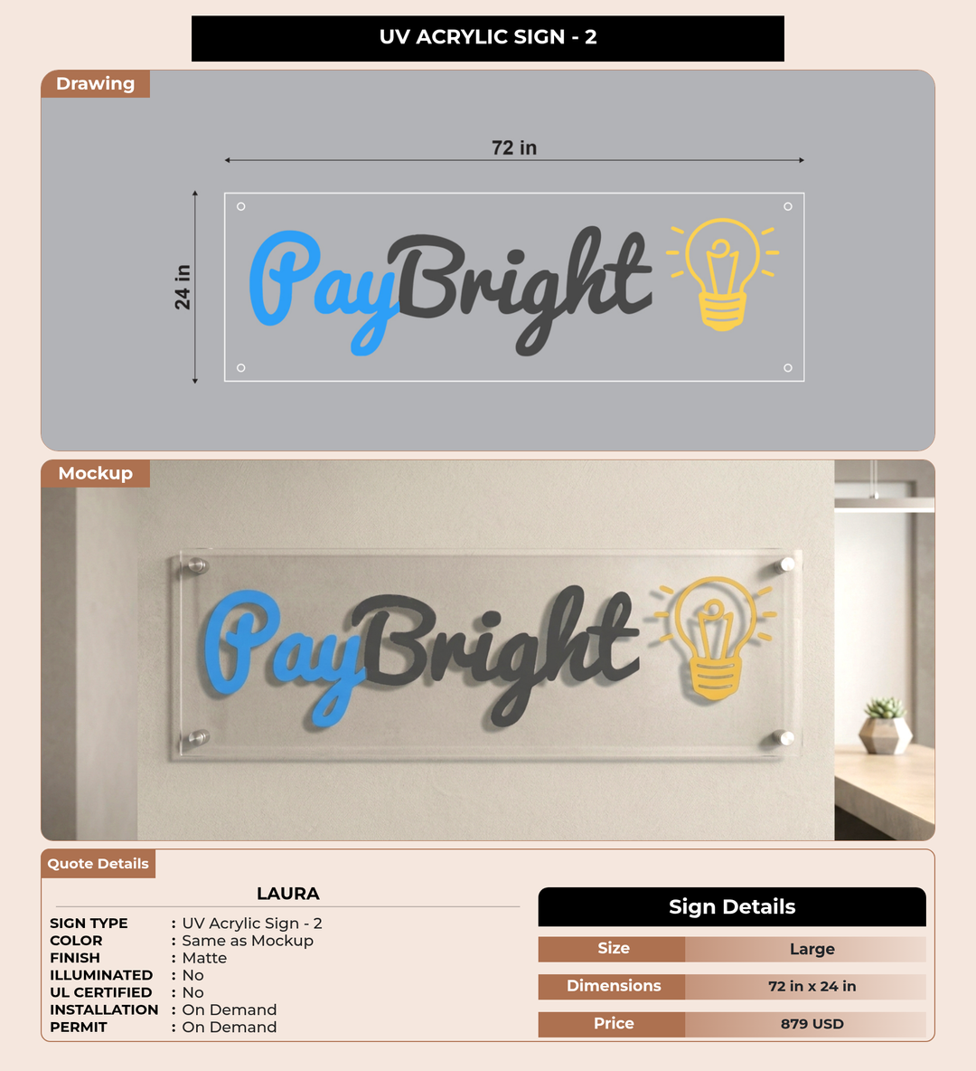 CUSTOM MOCKUP SIGN FOR Laura