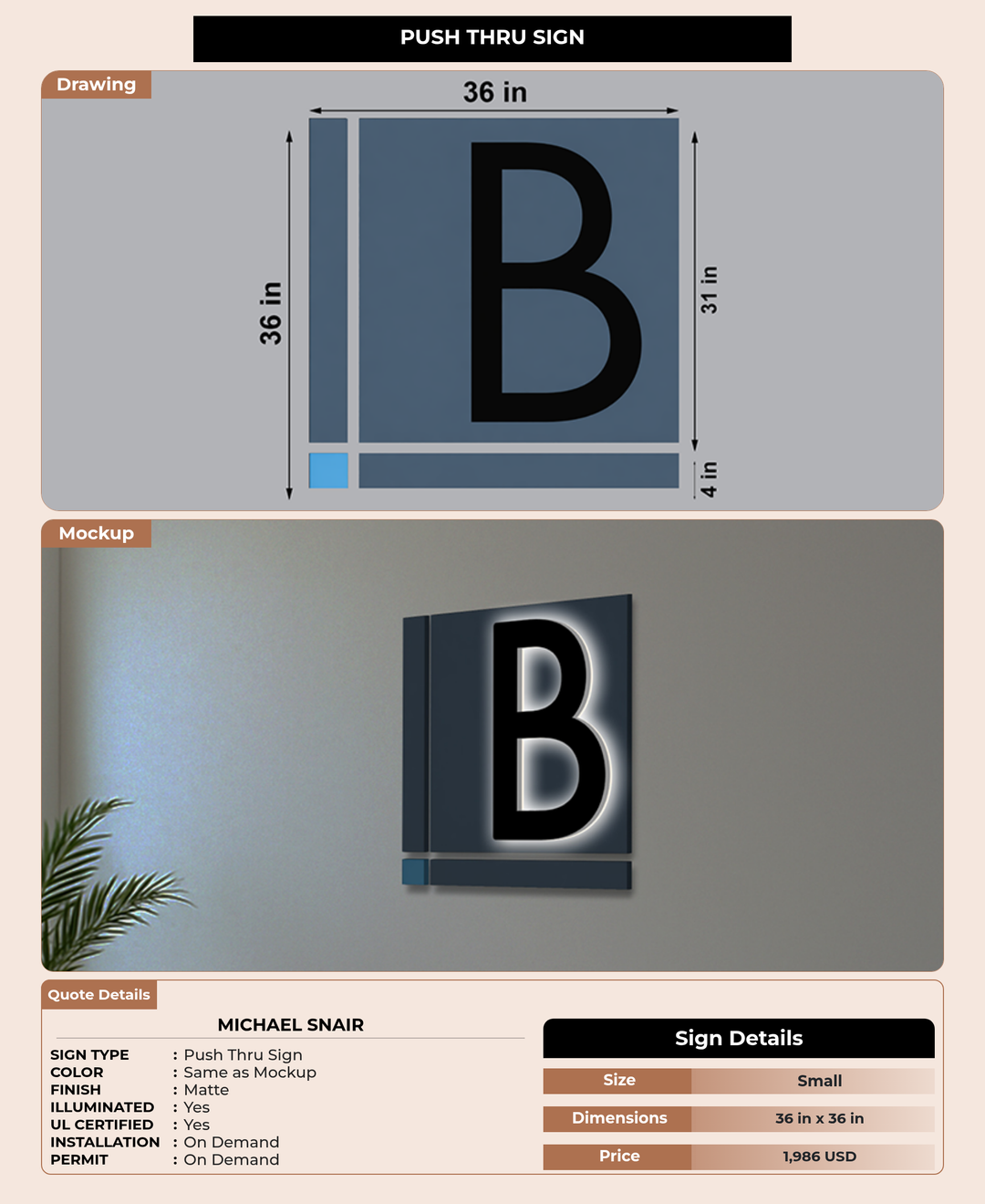 CUSTOM MOCKUP SIGN FOR Michael Snair