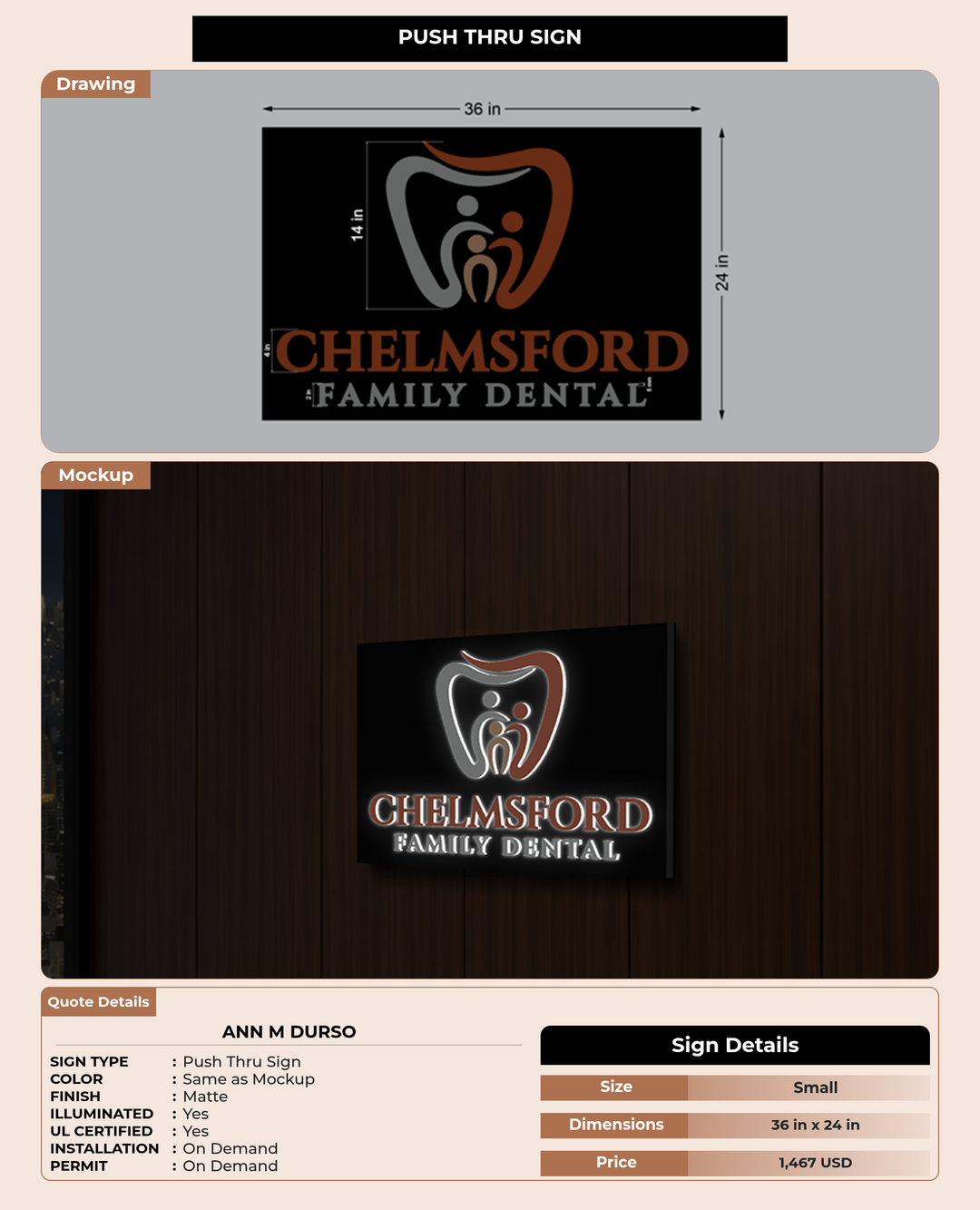 CUSTOM MOCKUP SIGN FOR Ann M Durso
