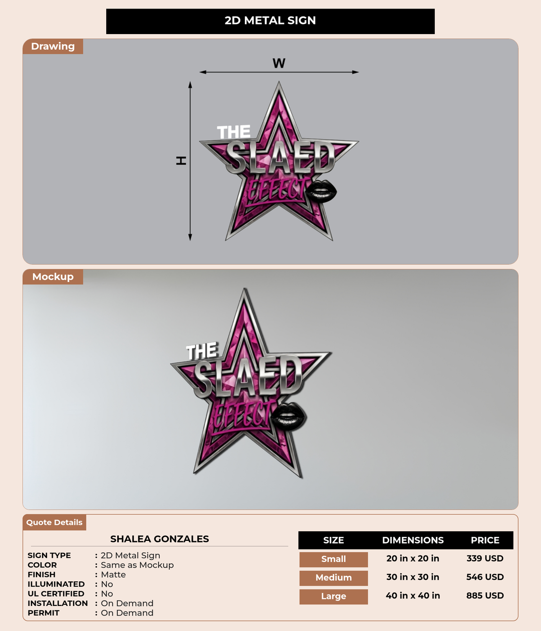 CUSTOM MOCKUP SIGN FOR Shalea Gonzales