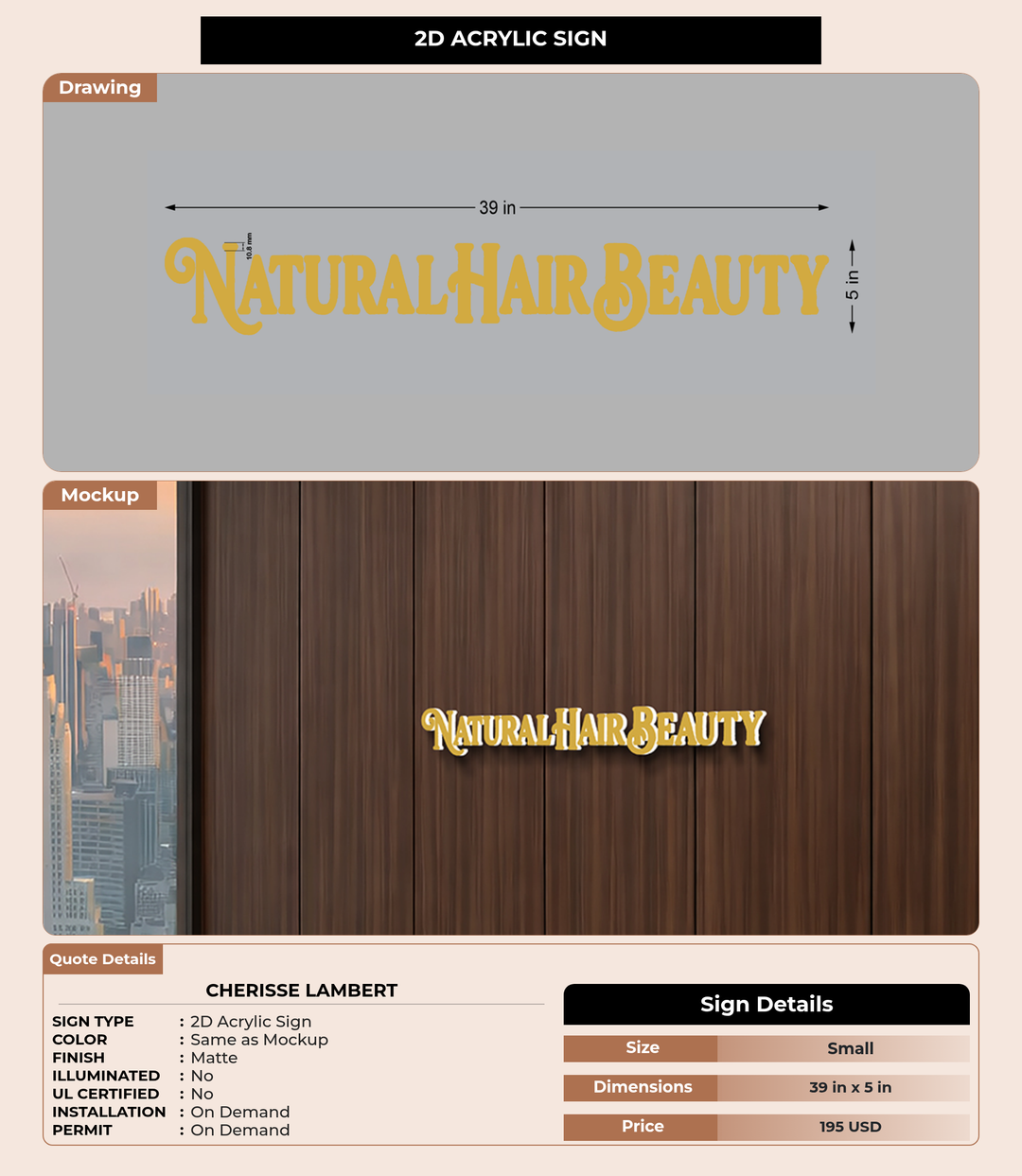 CUSTOM MOCKUP SIGN FOR Cherisse Lambert