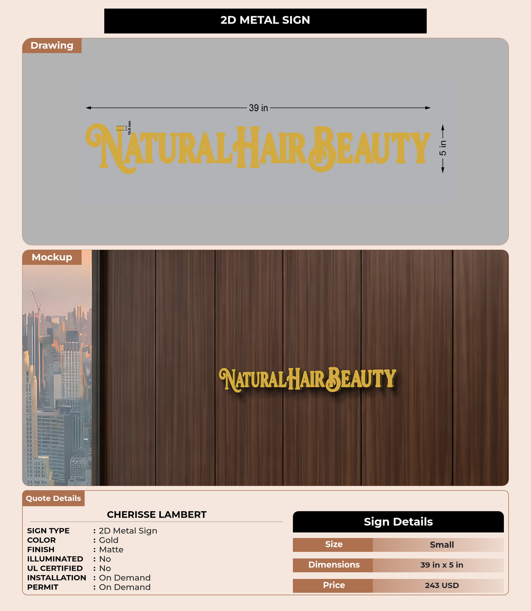 CUSTOM MOCKUP SIGN FOR Cherisse Lambert