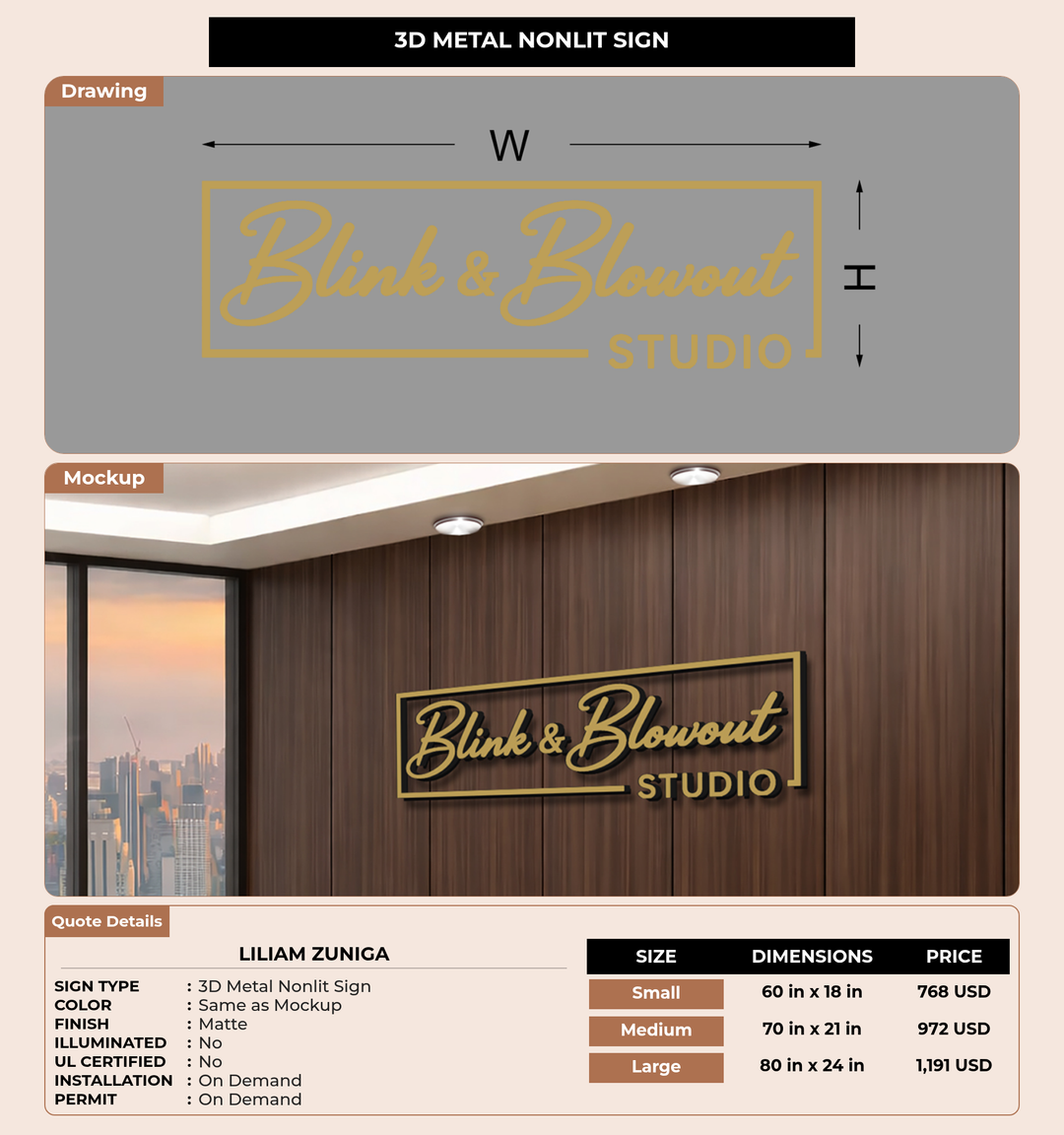 CUSTOM MOCKUP SIGN FOR Liliam Zuniga