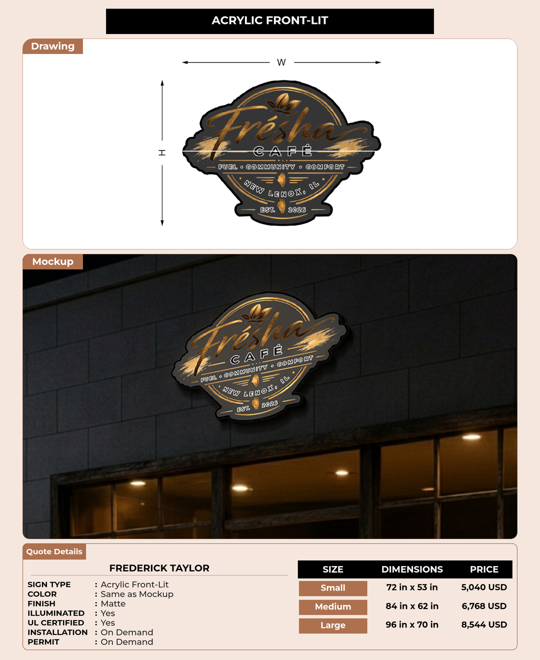 CUSTOM MOCKUP SIGN FOR frederick taylor