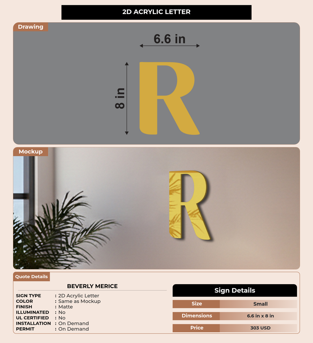CUSTOM MOCKUP SIGN FOR Beverly Merice
