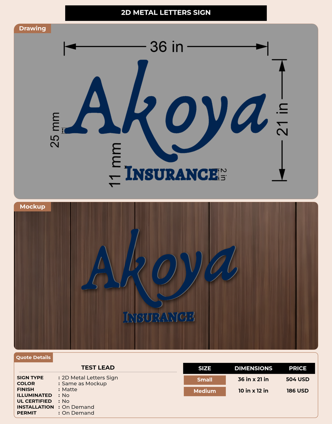 CUSTOM MOCKUP SIGN FOR test lead