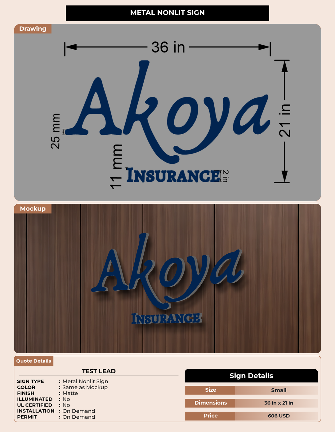 CUSTOM MOCKUP SIGN FOR test lead