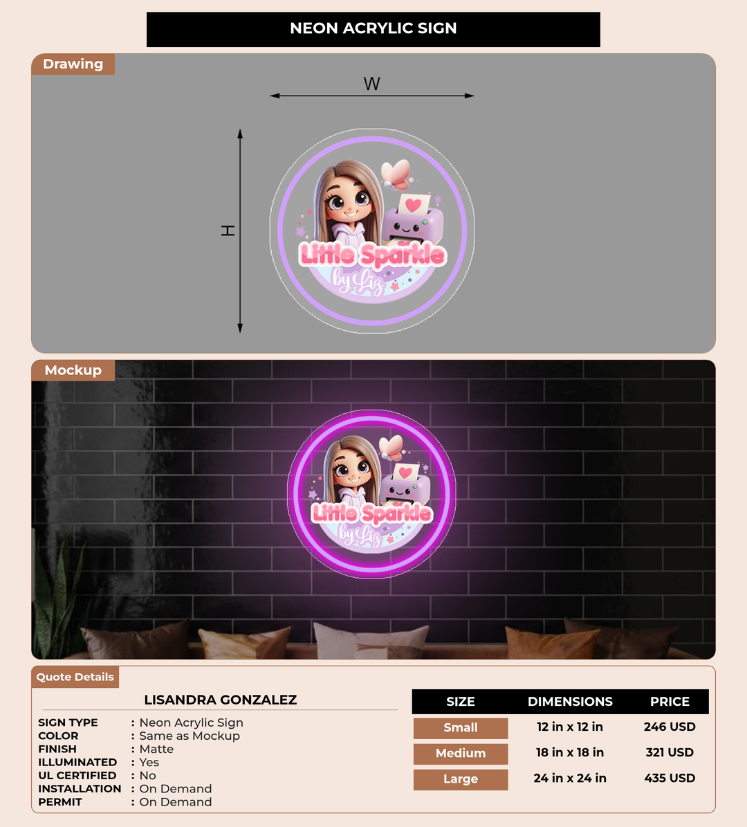 CUSTOM MOCKUP SIGN FOR LISANDRA GONZALEZ
