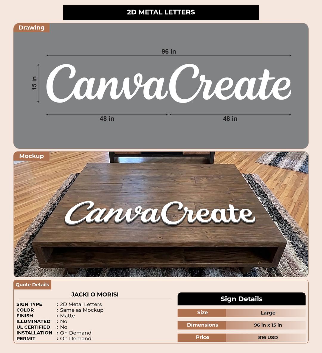 CUSTOM MOCKUP SIGN FOR jacki o morisi