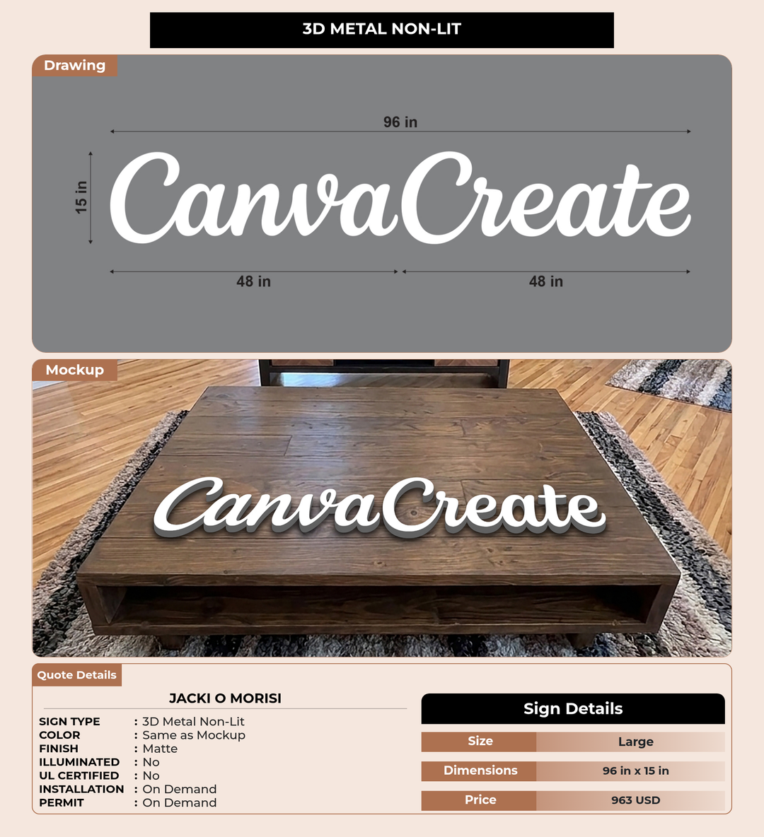 CUSTOM MOCKUP SIGN FOR jacki o morisi