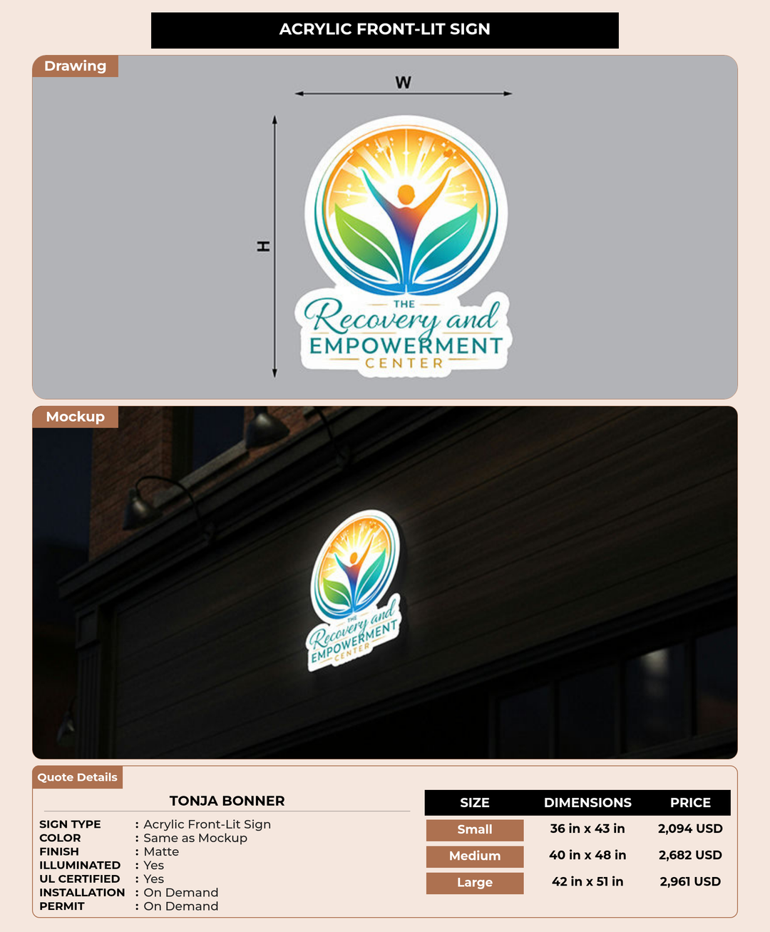 CUSTOM MOCKUP SIGN FOR Tonja Bonner