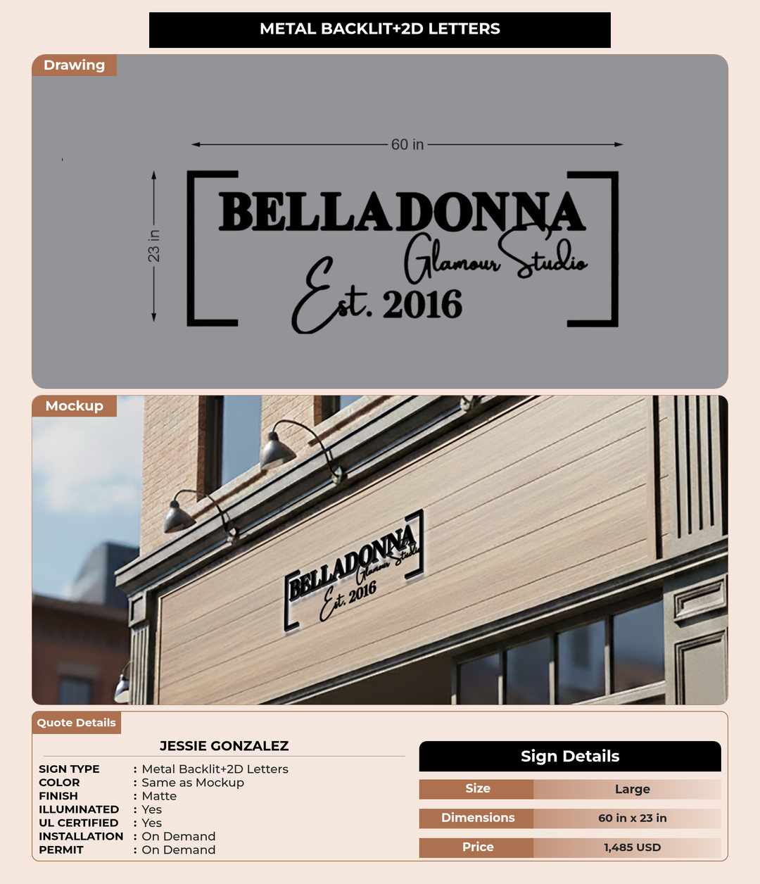 CUSTOM MOCKUP SIGN FOR Jessie gonzalez