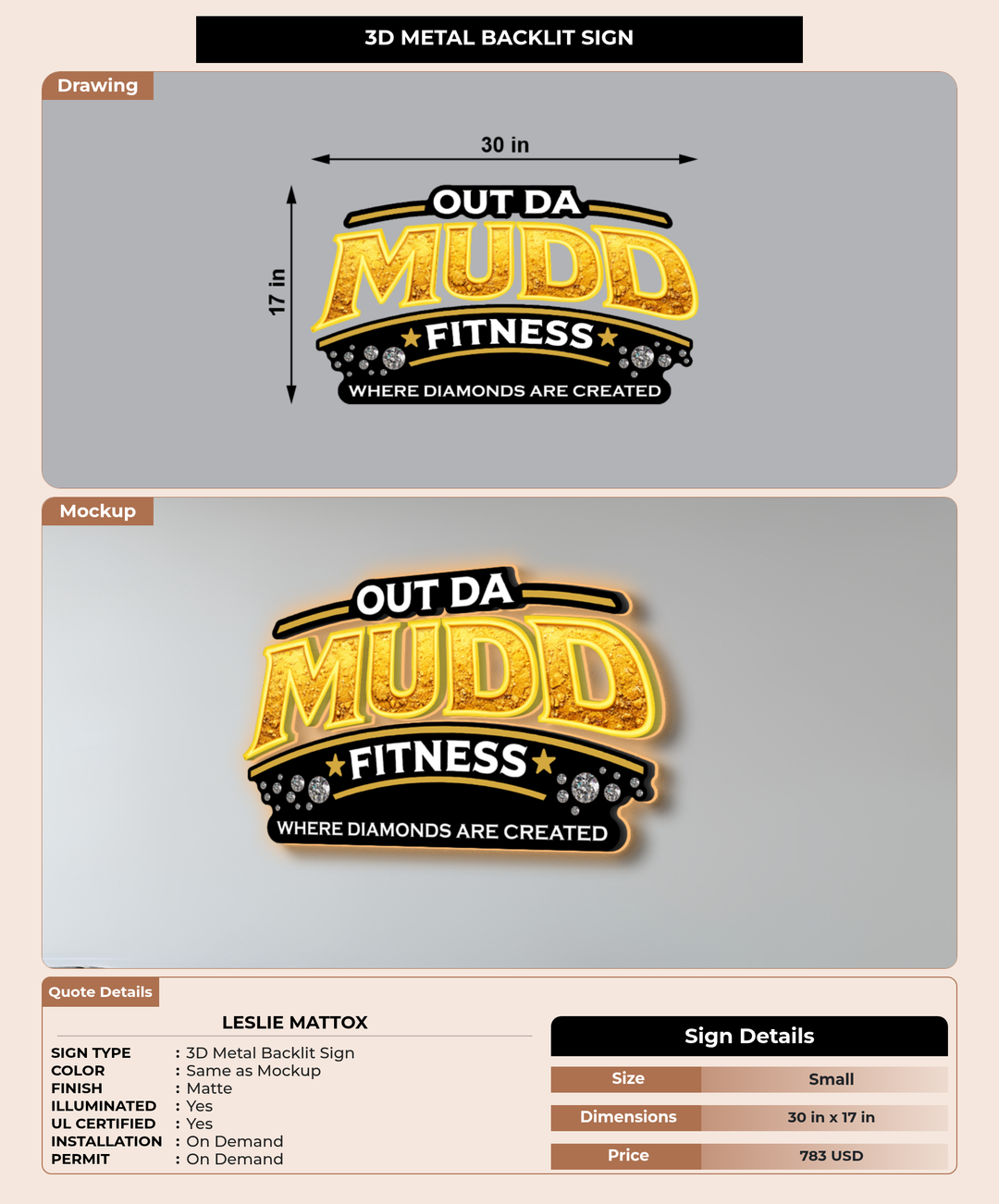 CUSTOM MOCKUP SIGN FOR Leslie Mattox