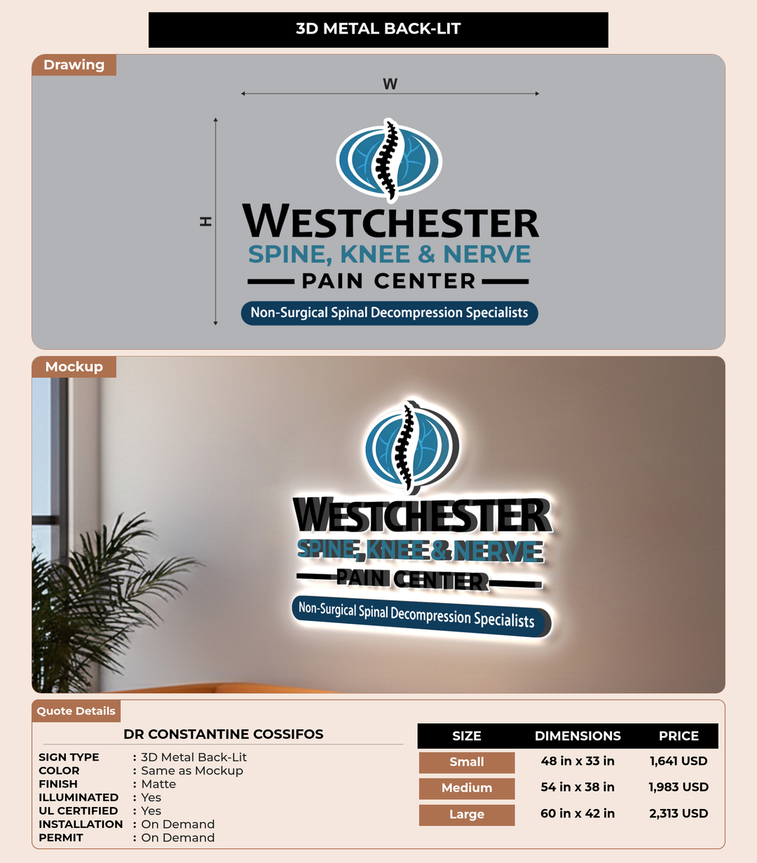 CUSTOM MOCKUP SIGN FOR Dr Constantine Cossifos