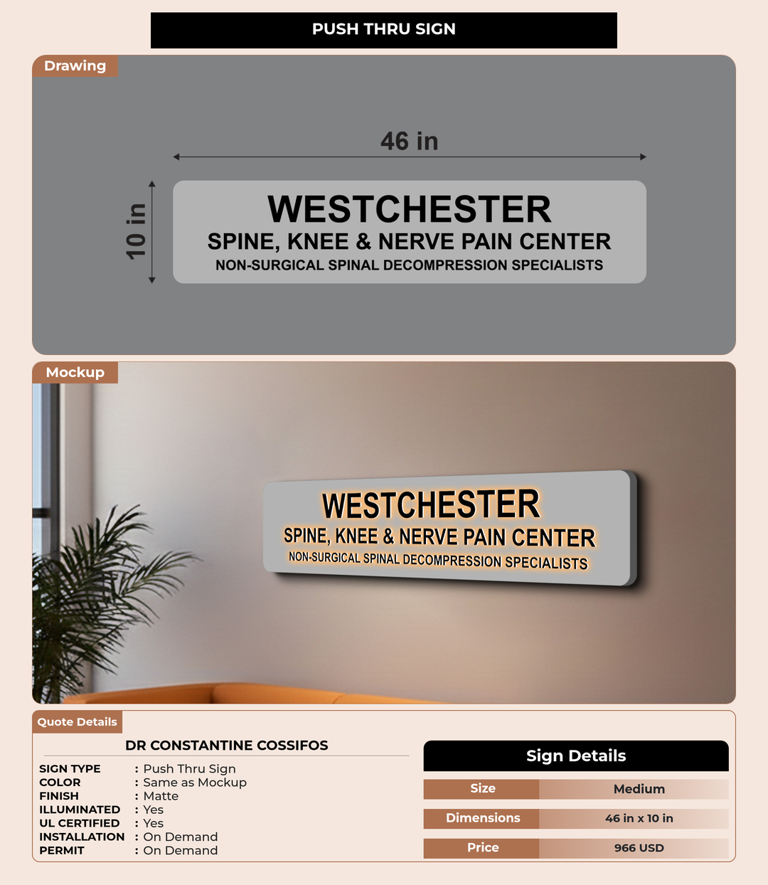 CUSTOM MOCKUP SIGN FOR Dr Constantine Cossifos